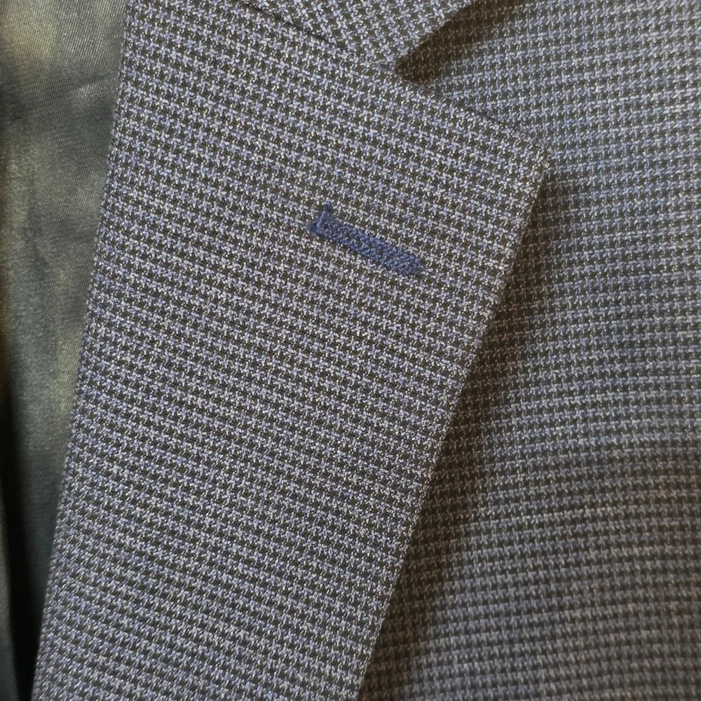 Michael‎ Kors Mens 44L Blue Micro Pattern 2-Button Blazer Sport Coat Notch Lapel